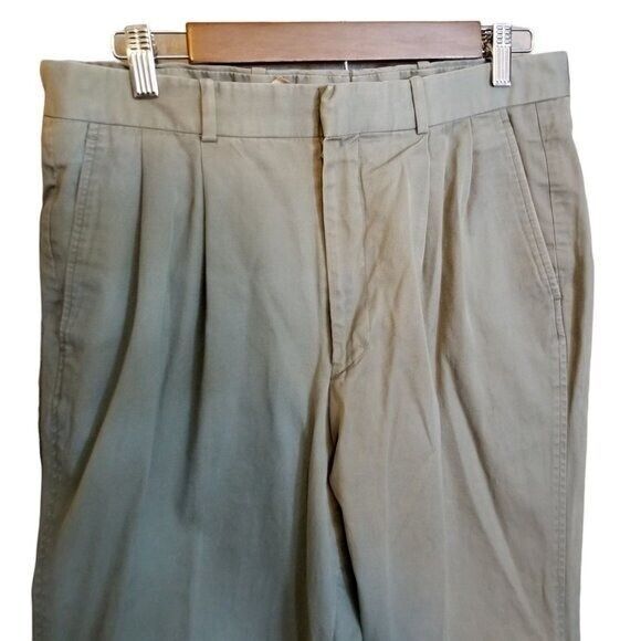 Lands' End Mens Size 34R Gray  Solid Straight Leg Chino Khaki Pants - Picture 2 of 10